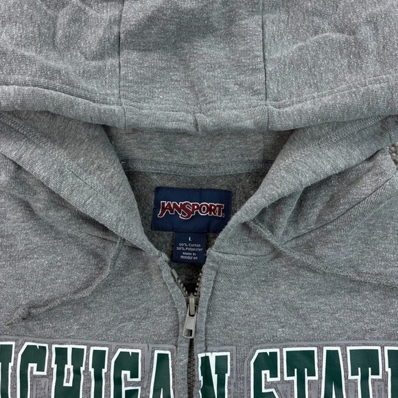 Michigan State Spartans Hoodie Mens L Gray Full Zip Sweatshirt MSU JanSport - Picture 4 of 6